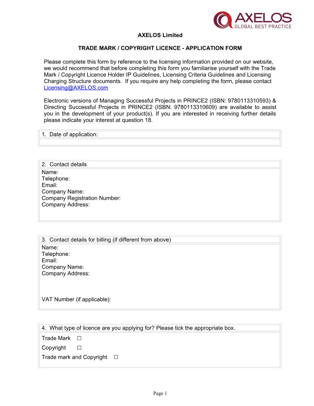 Apmg Trade Mark Licence Application Form