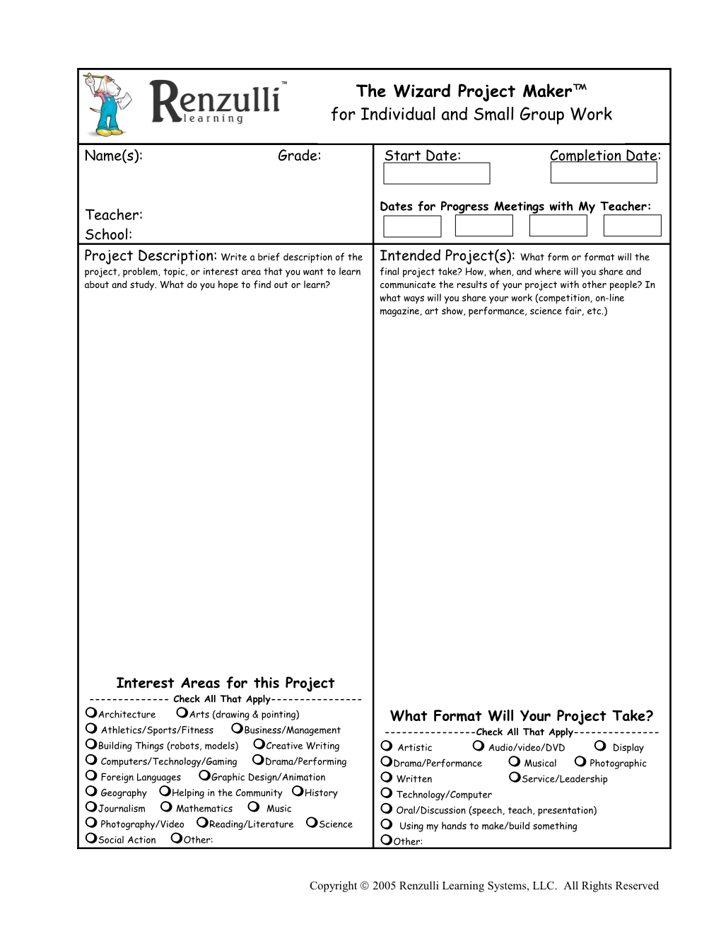 Renzulli Learning Project-A-Lyzer for Individual and Small Group Work