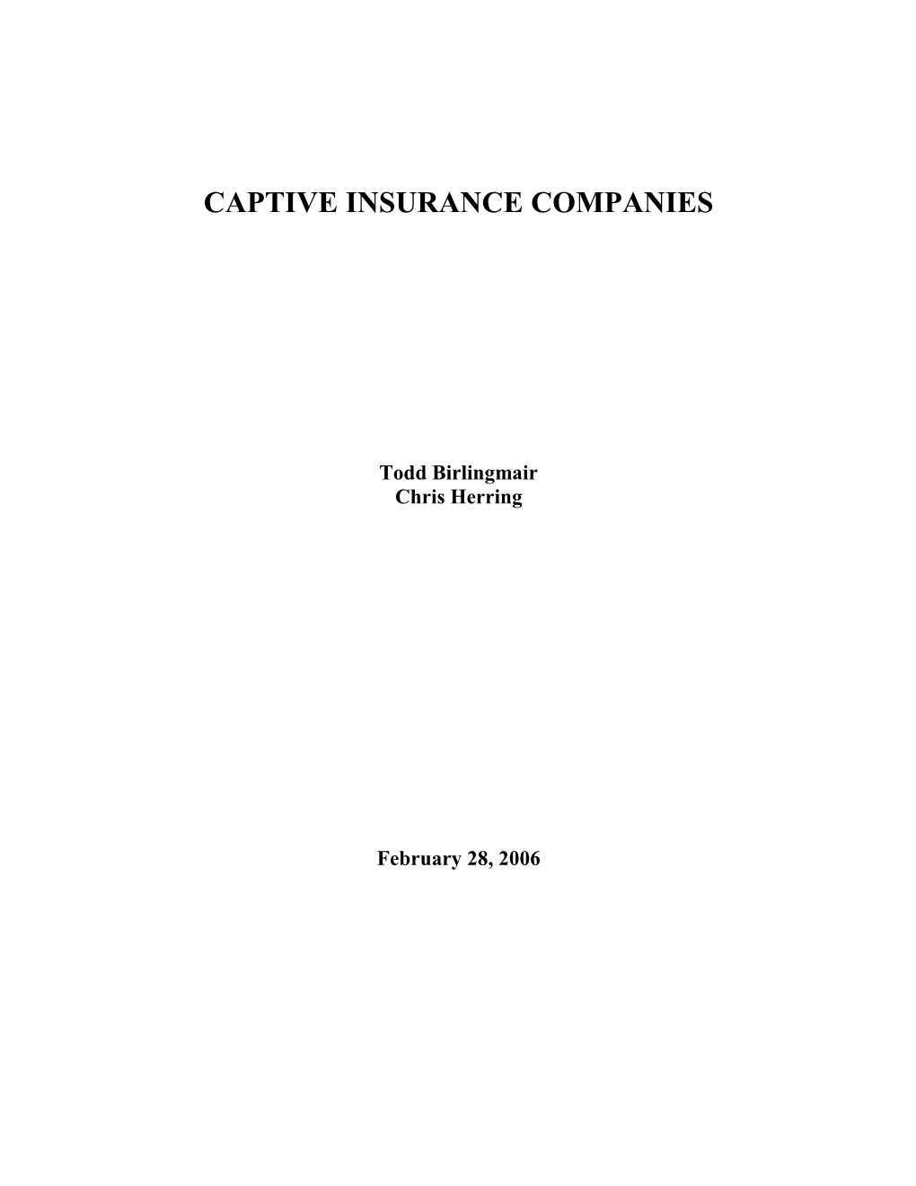 Captive Insurance Companies