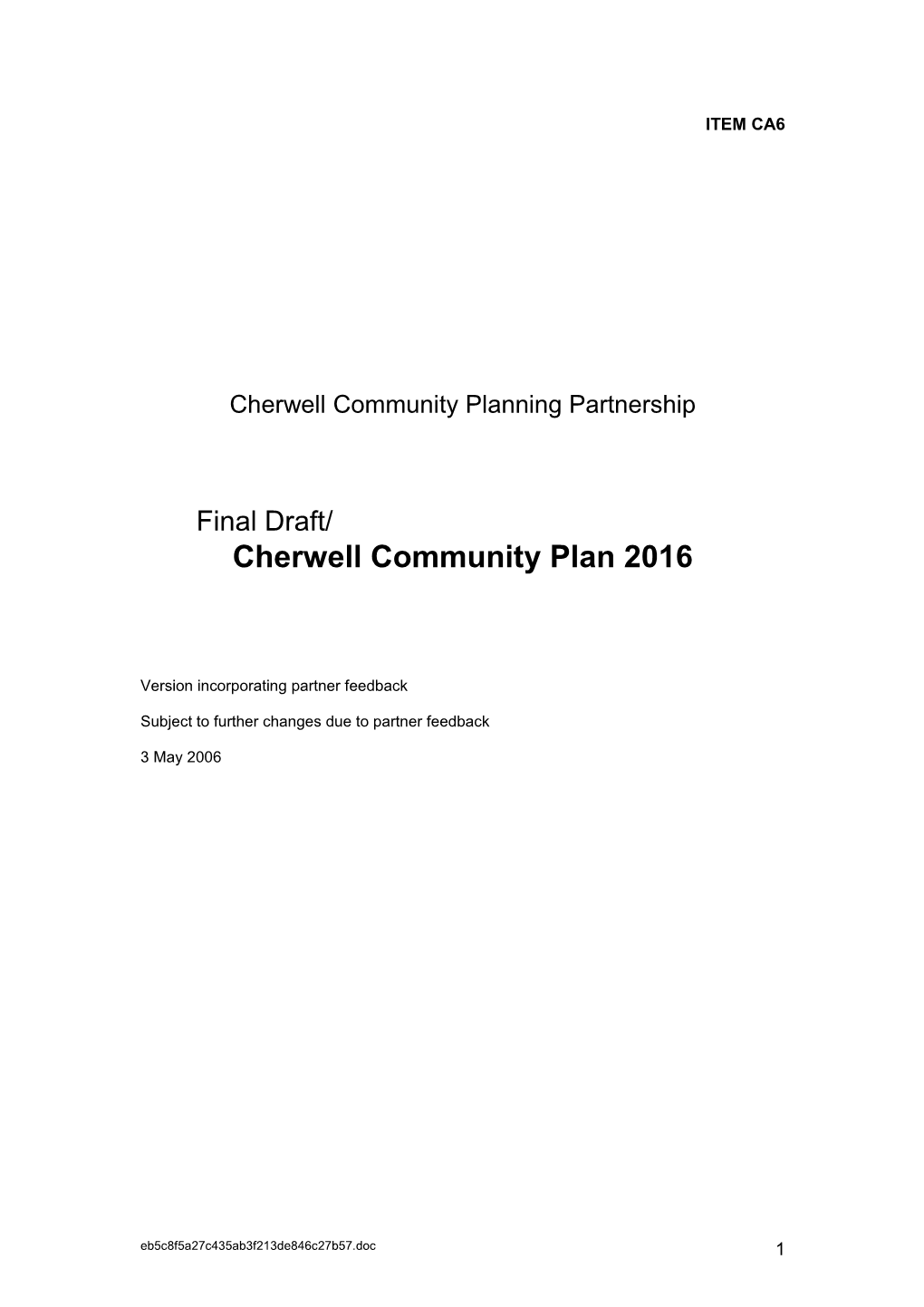 Draft Community Plan