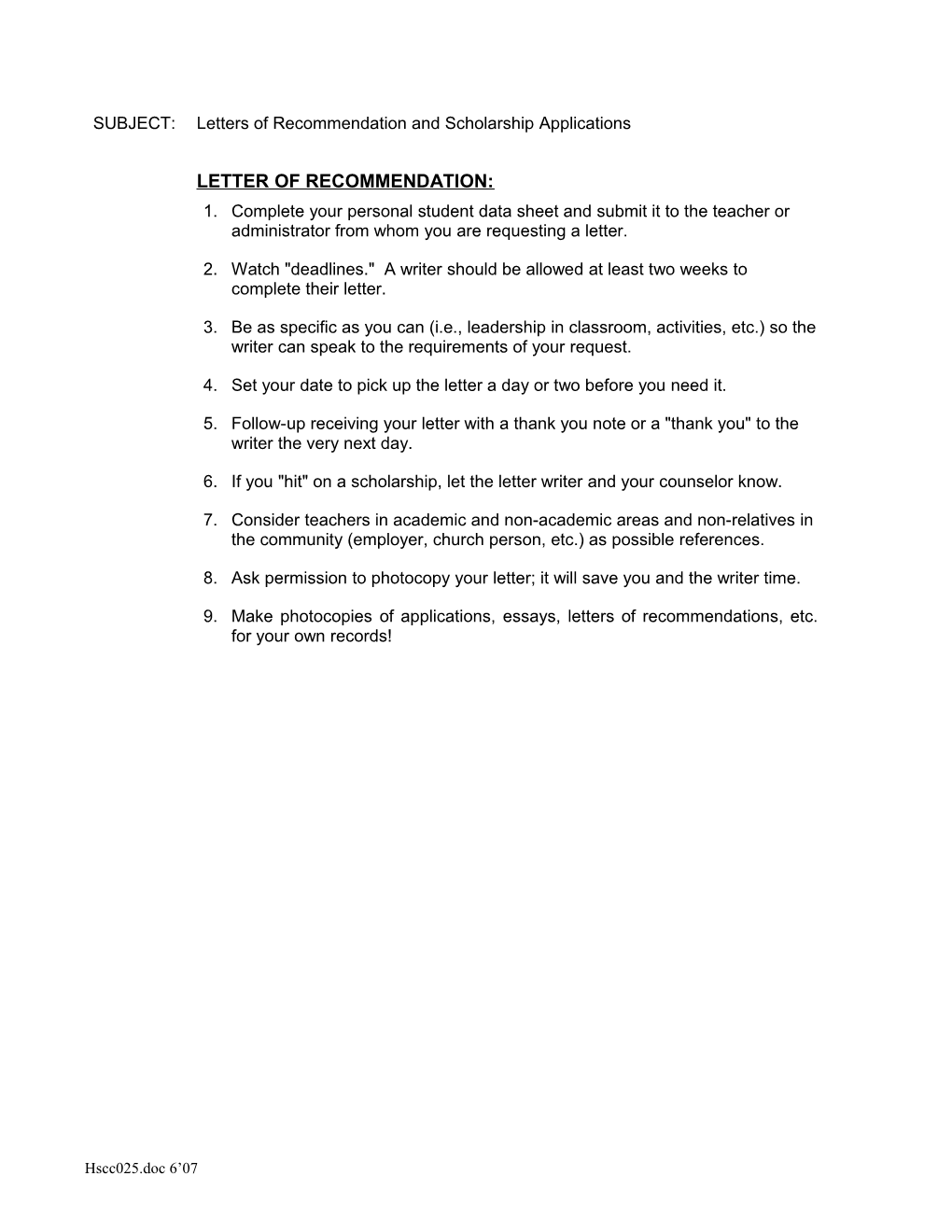 Letter of Recommd