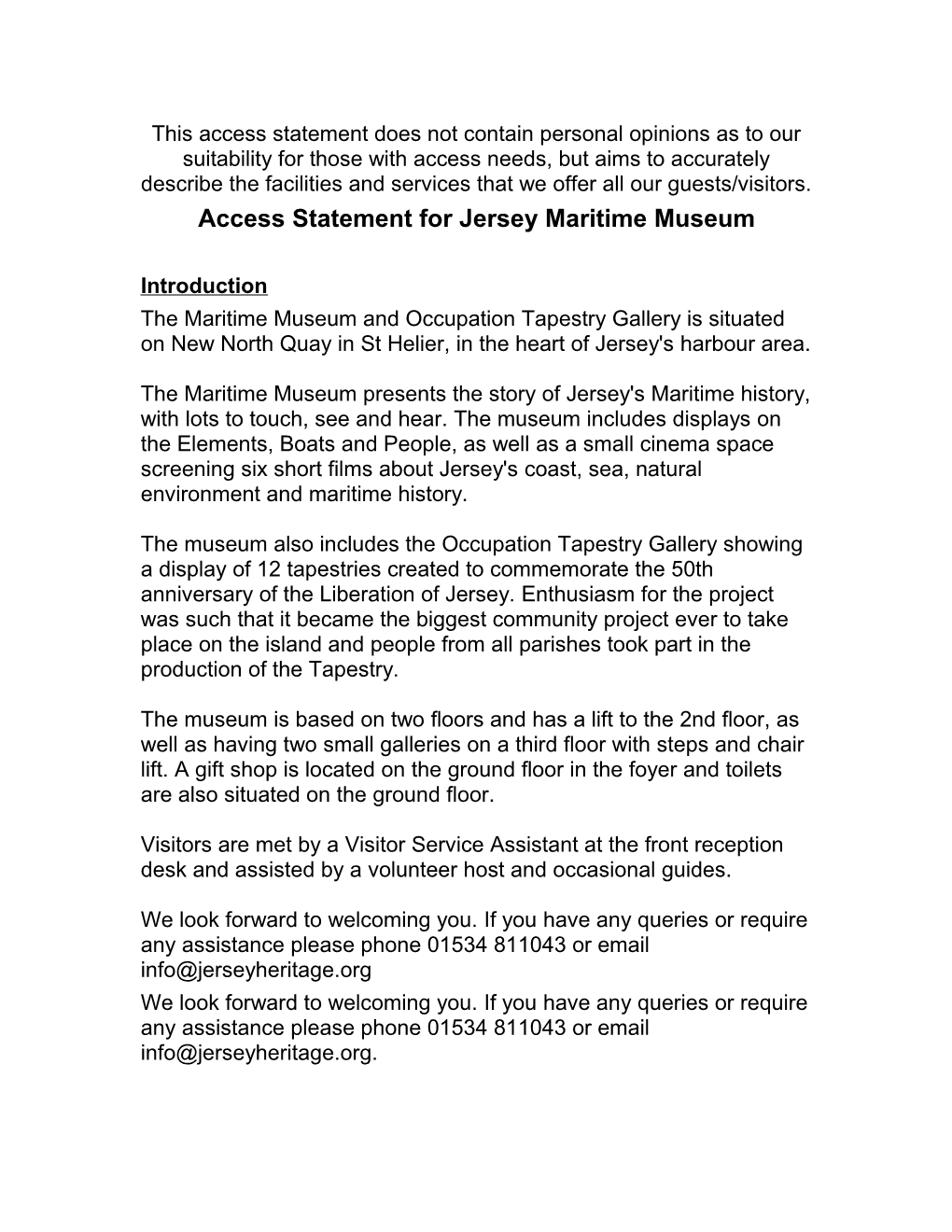 Access Statement for Jersey Maritime Museum