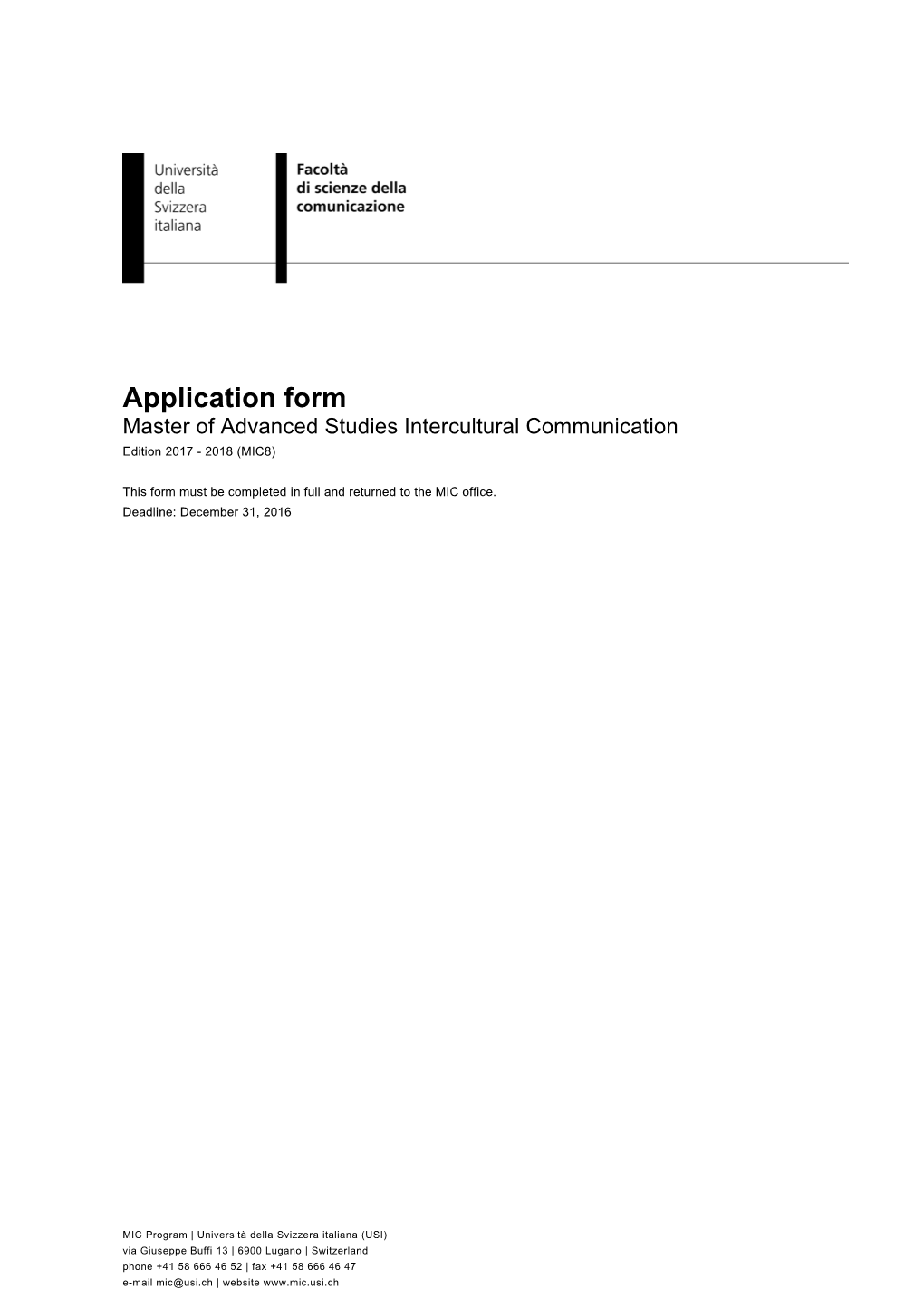 Completing the Application