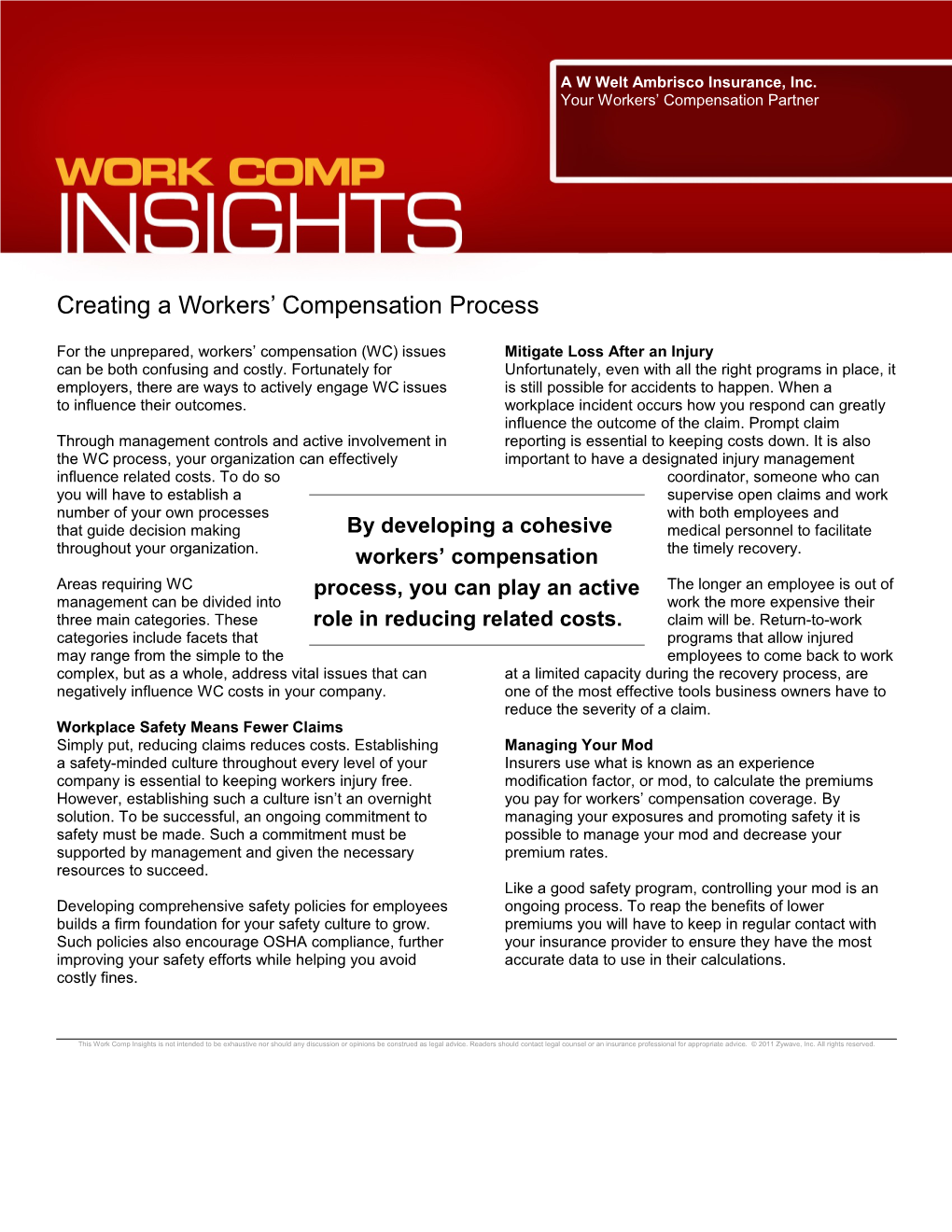 Creating a Workers Compensation Process