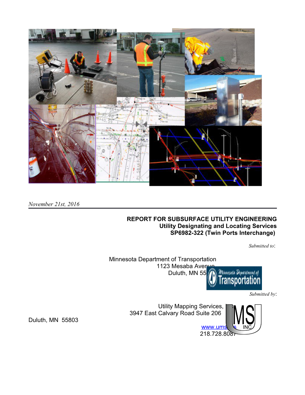 Report for Subsurface Utility Engineering