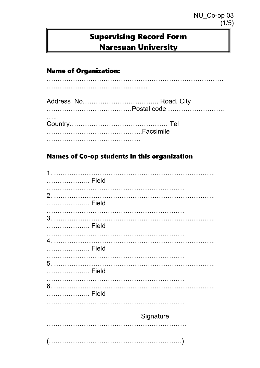 Names of Co-Op Students in This Organization