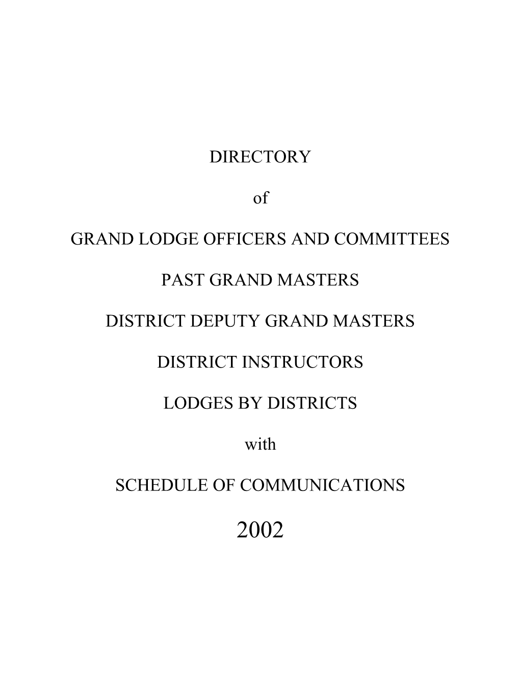 Grand Lodge Officers and Committees