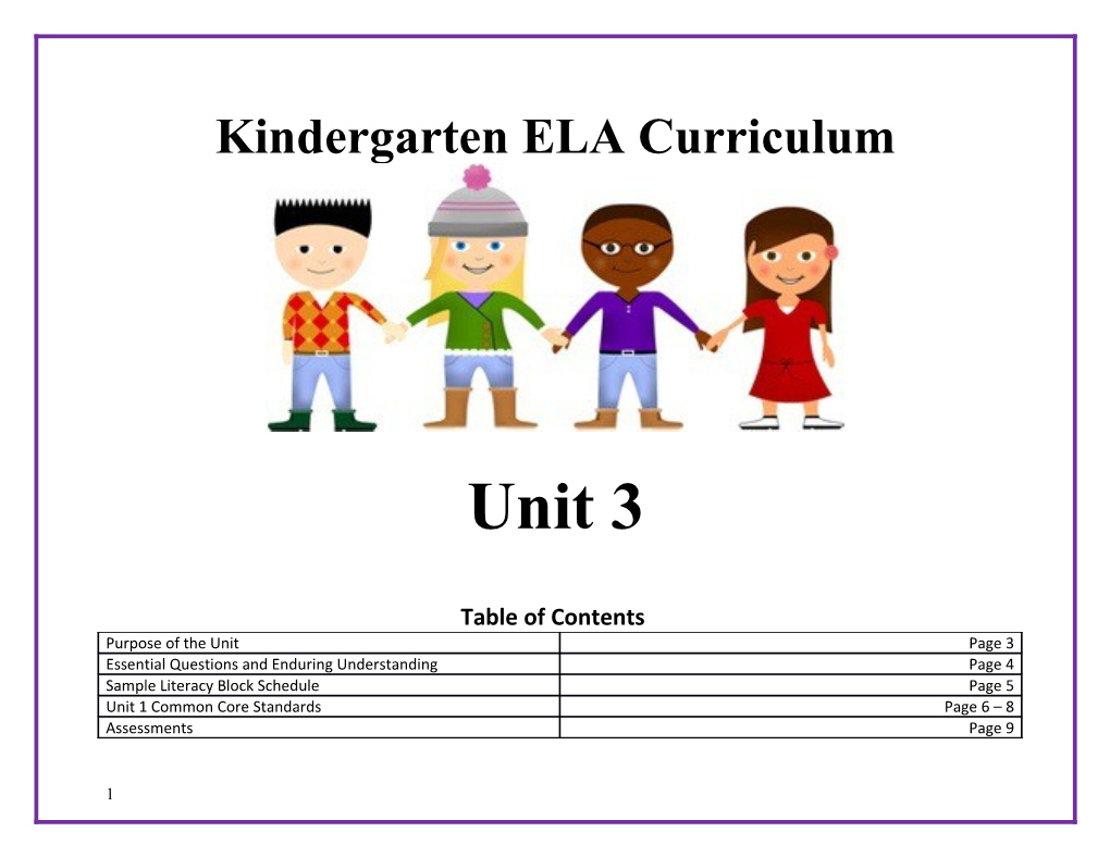 Kindergarten ELA Curriculum