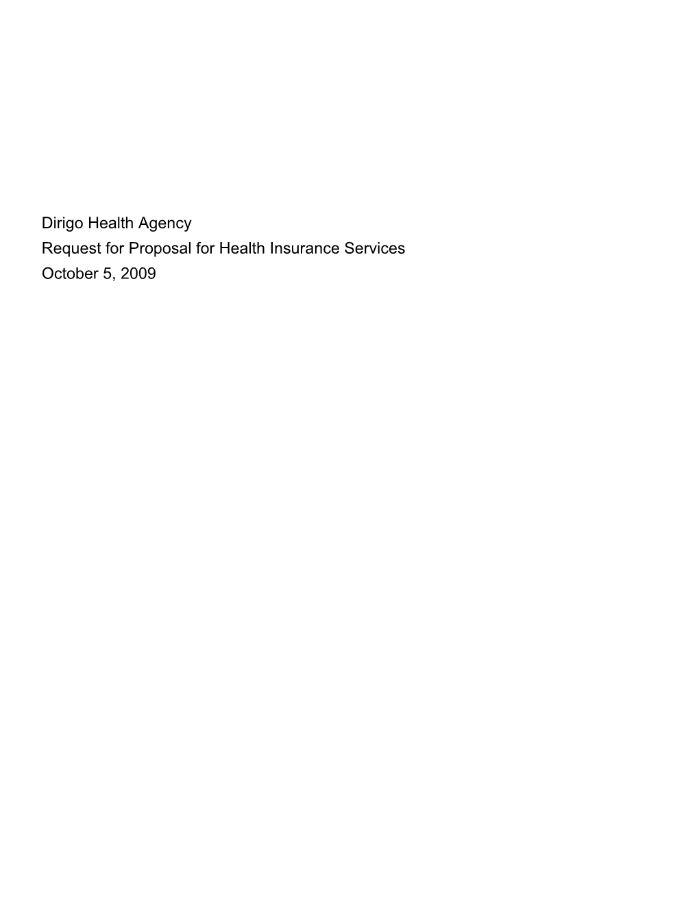 Request for Proposal for Health Insurance Services