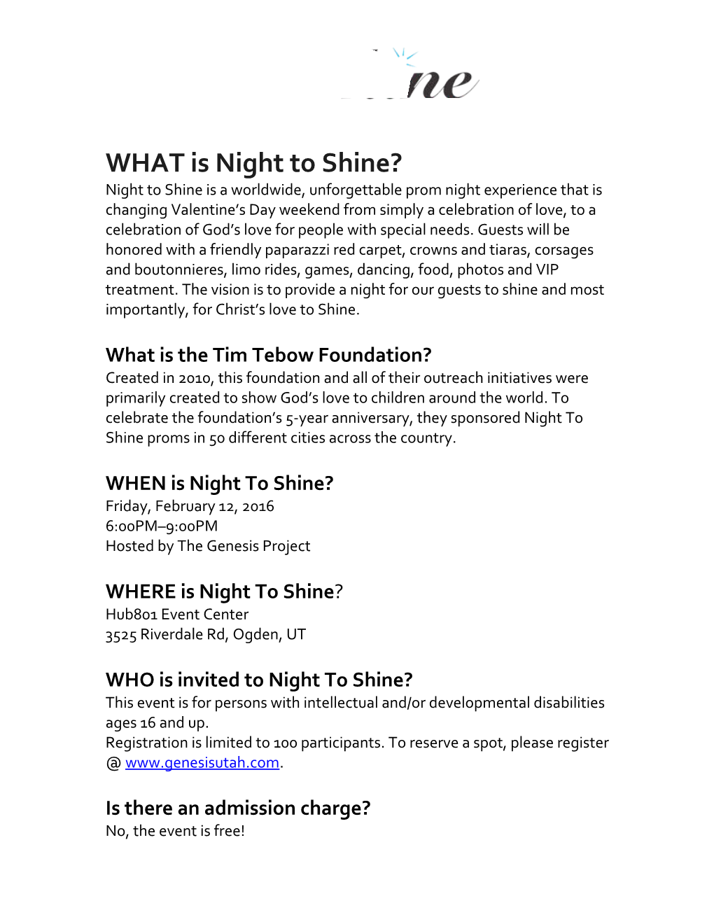 WHAT Is Night to Shine?