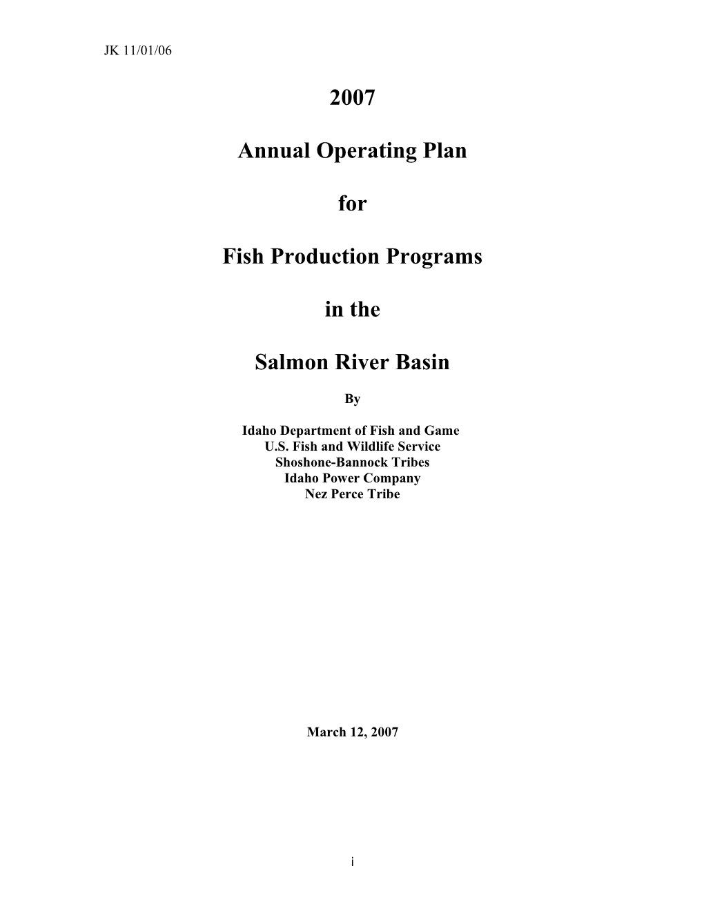 2005 Annual Operating Plan for Fish Production Programs in the Salmon River Basin