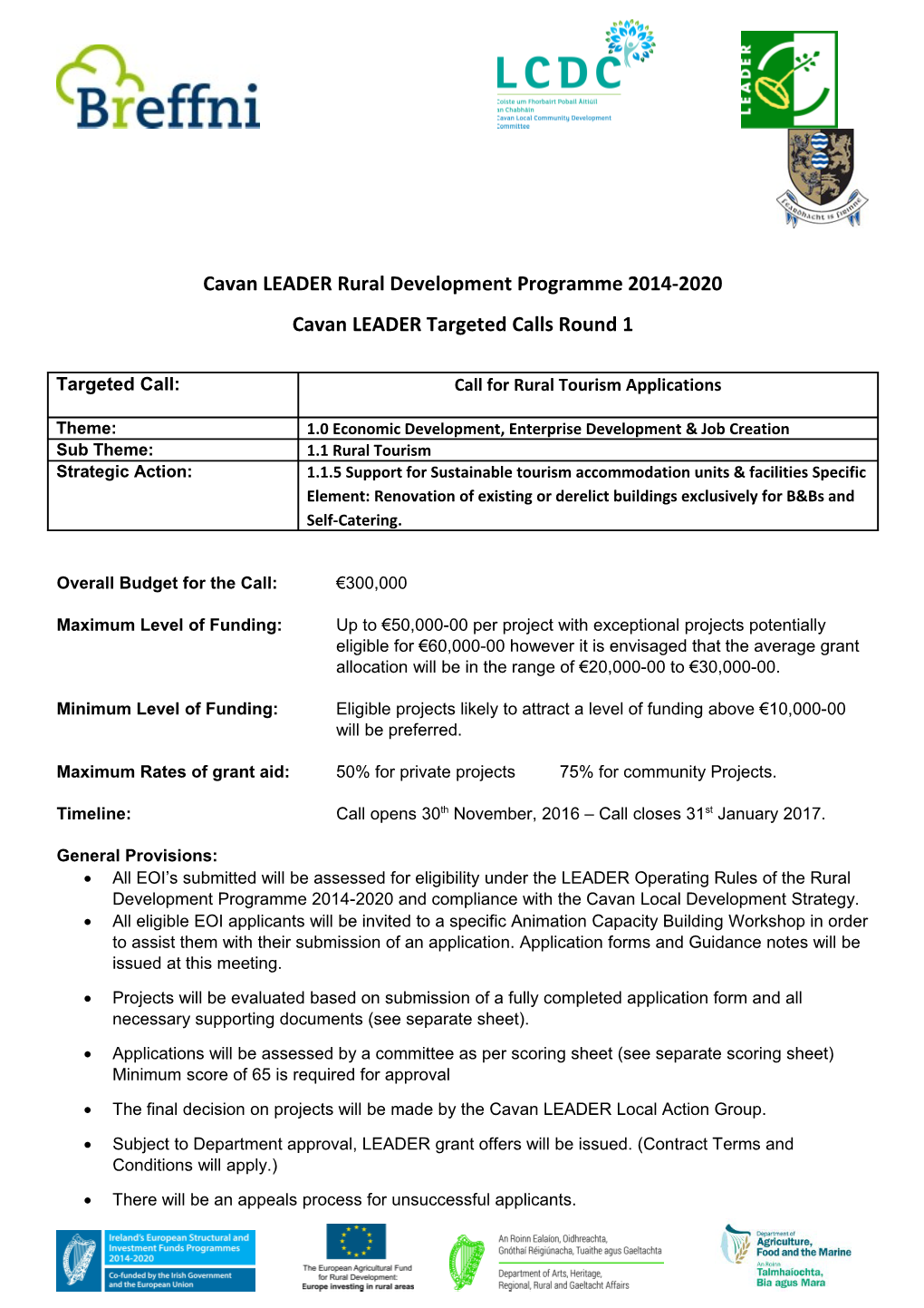 Cavan LEADER Rural Development Programme 2014-2020