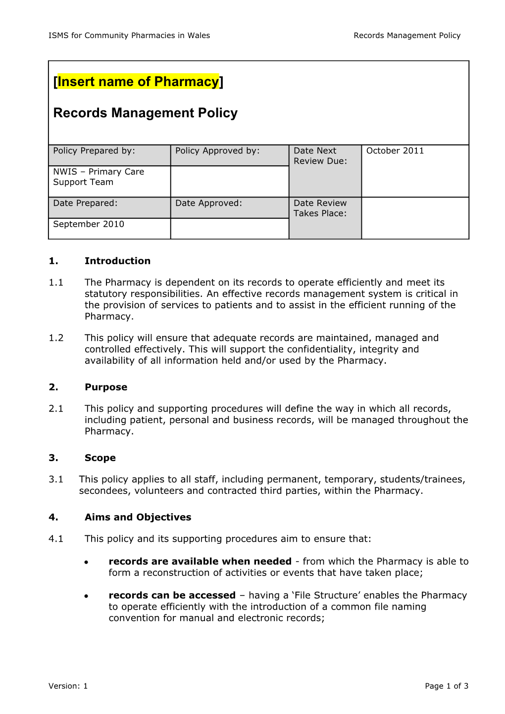 Records Management Policy (11