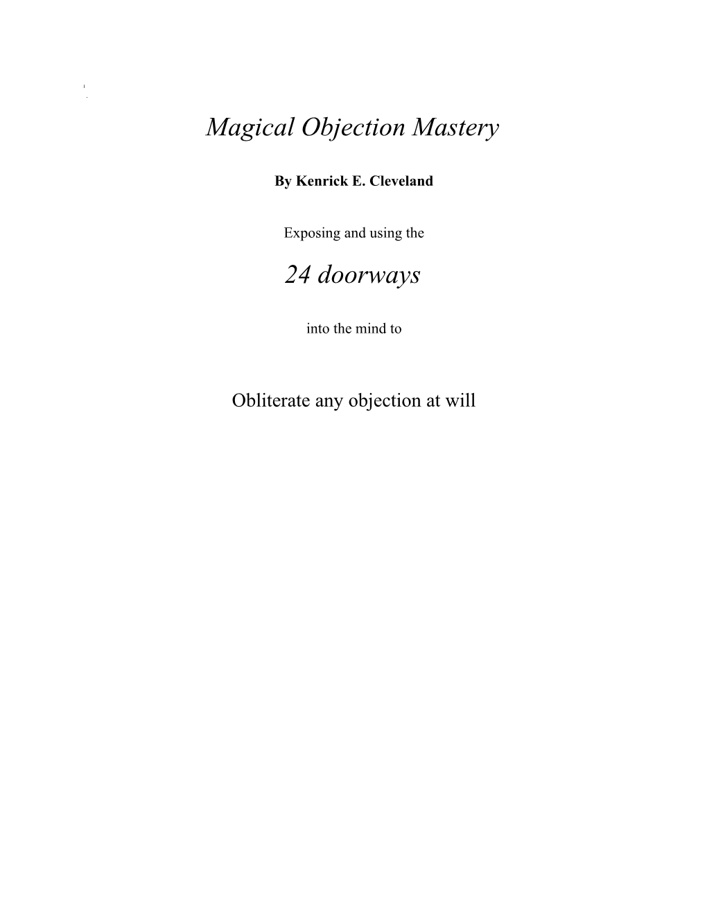 Magical Objection Mastery Manual