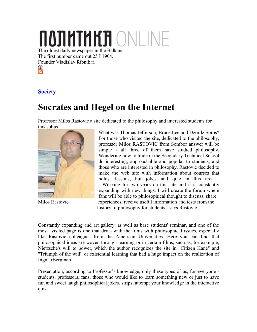Socrates and Hegel on the Internet