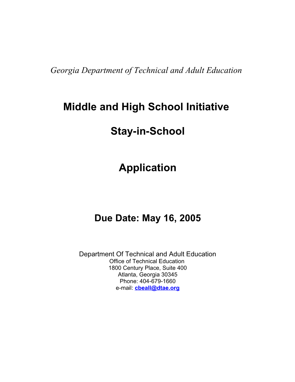 Middle and High School Initiative Drop-Out Prevention Grant Program