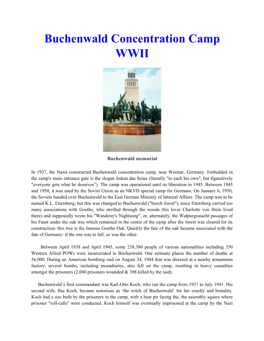 Buchenwald Concentration Camp WWII