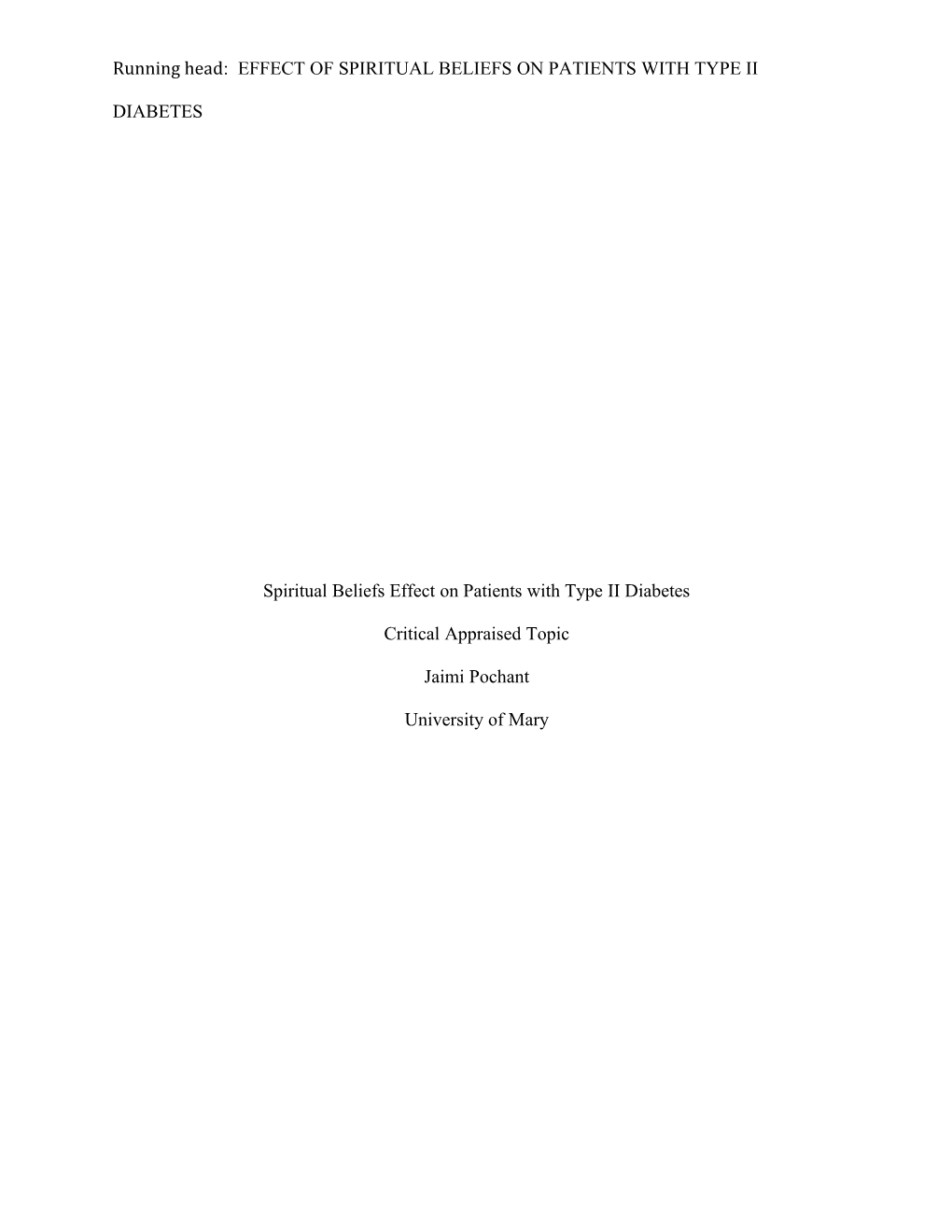 Effect of Spiritual Beliefs Onpatients with Type Ii Diabetes