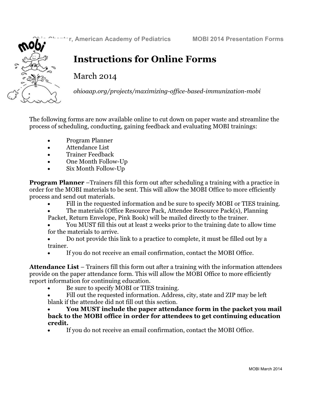 Ohio Chapter,Americanacademyof Pediatricsmobi 2014Presentation Forms