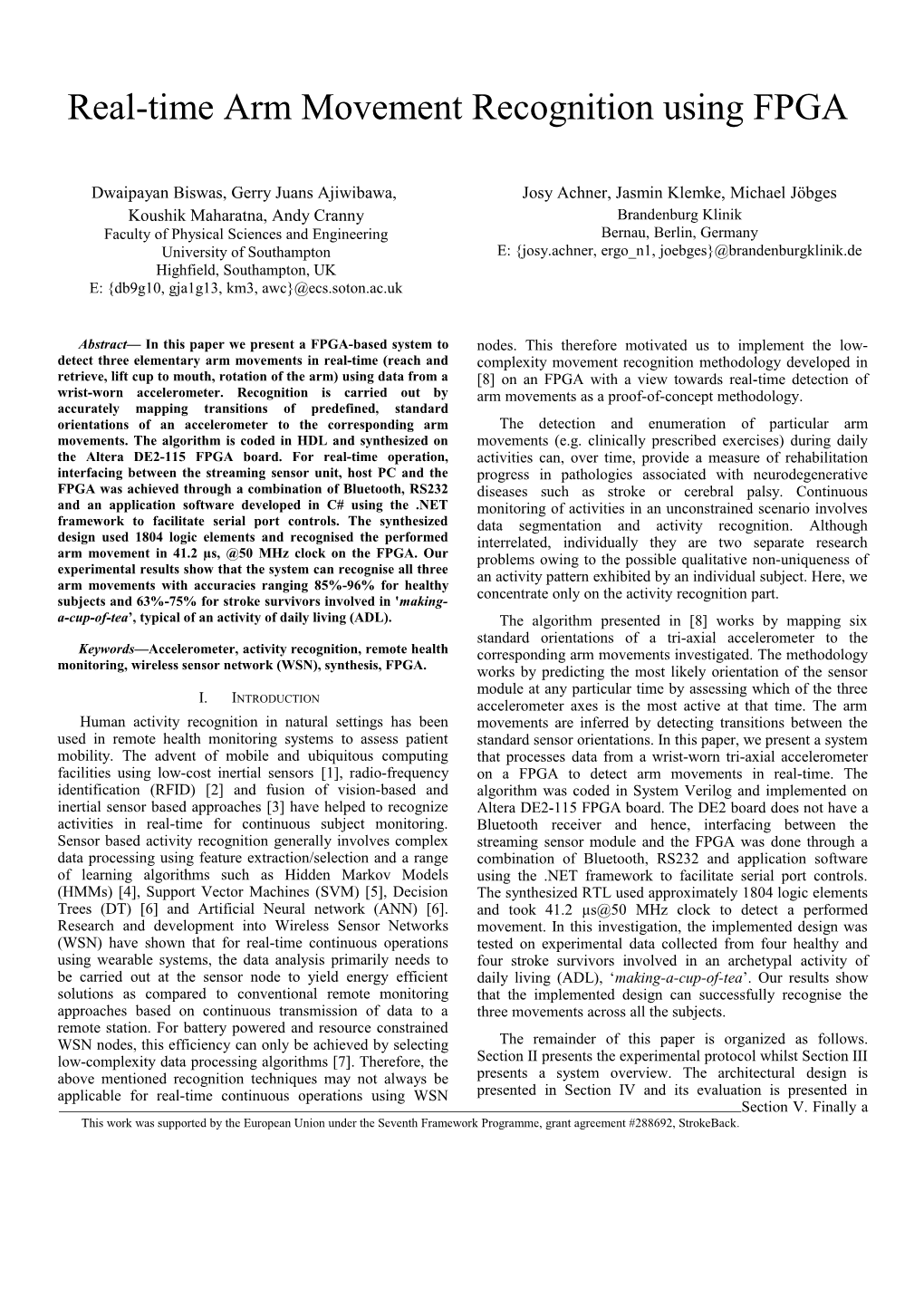 On the Sensor Choice and Data Analysis for Classification of Elementary Upper Limb Movements