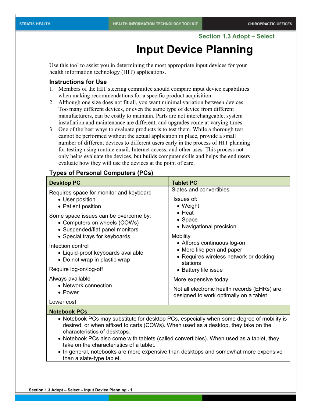 1.3 Input Device Planning