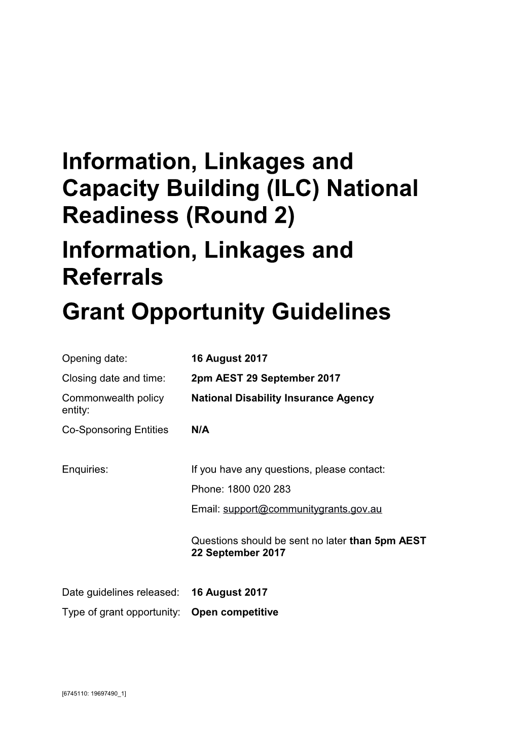 Information, Linkages and Capacity Building (ILC) National Readiness (Round 2)