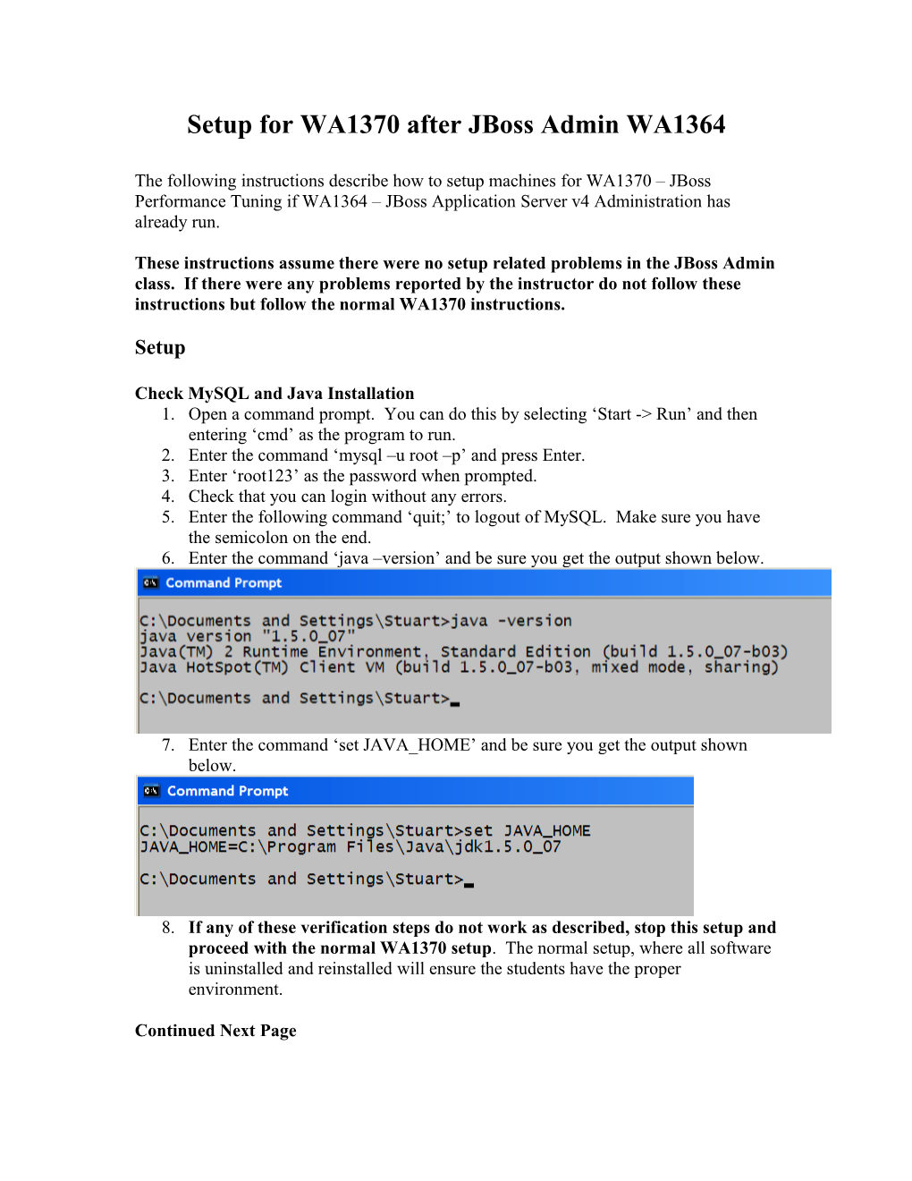 Setup for WA1370 After Jboss Admin WA1364