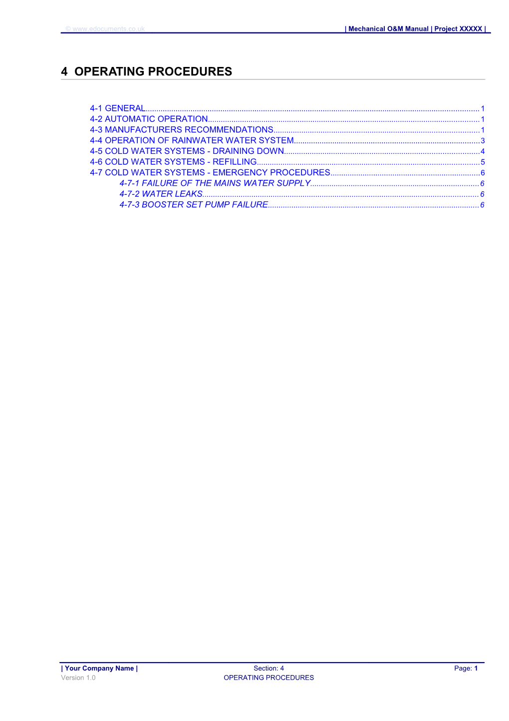 Mechanical O&M Manual - Section 4 - Operating Procedures