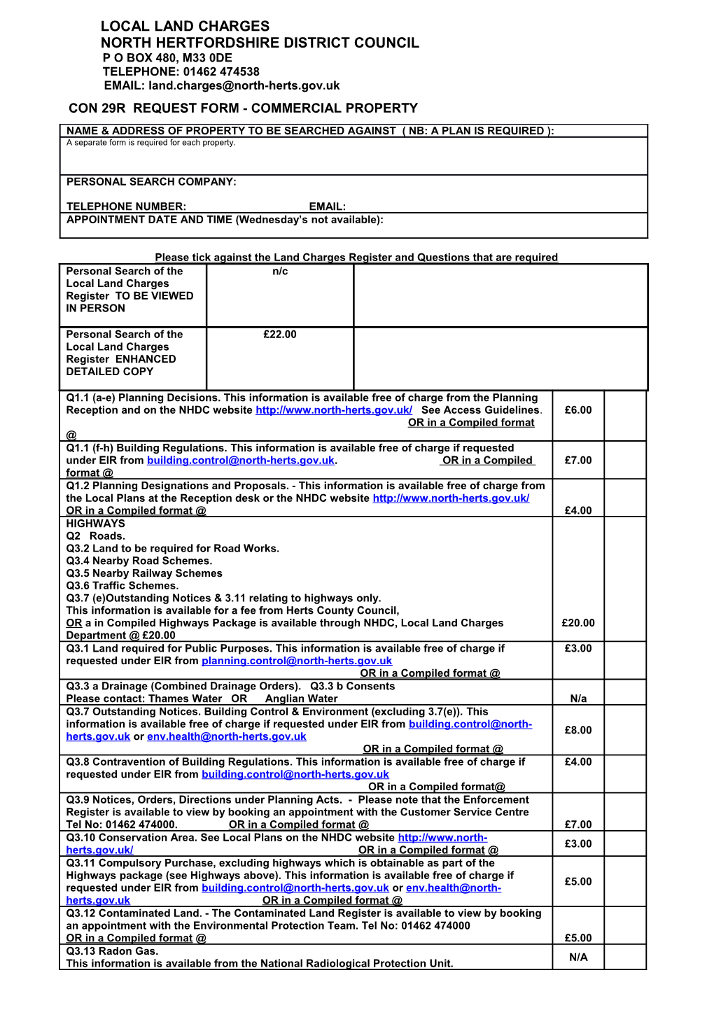 Con 29R Request Form - Commercial Property