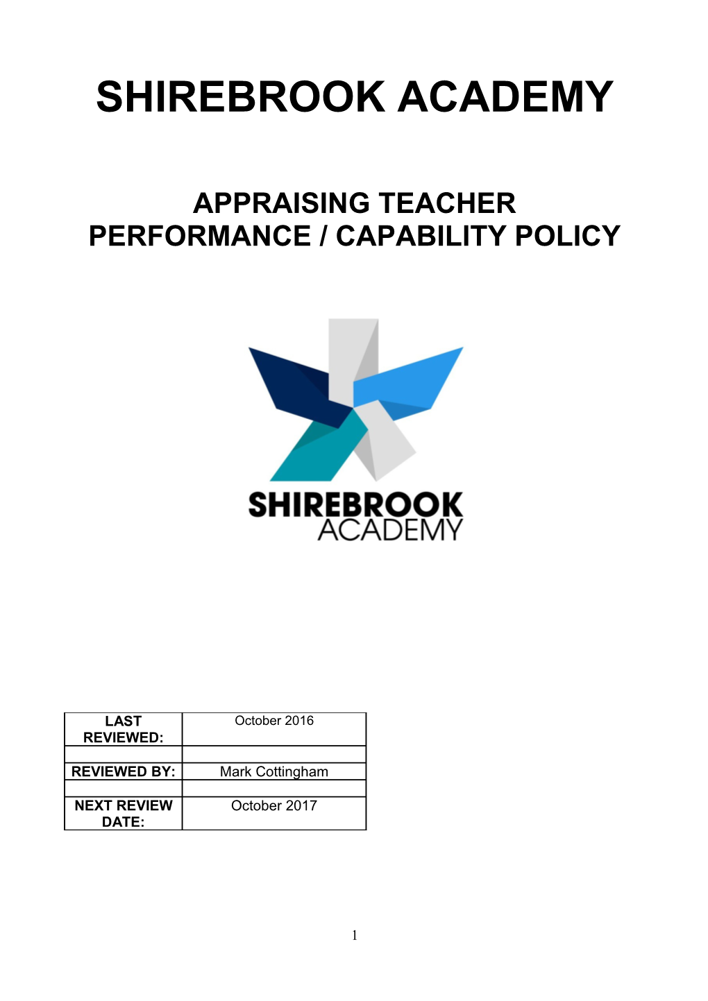 Appraising Teacherperformance / Capability Policy