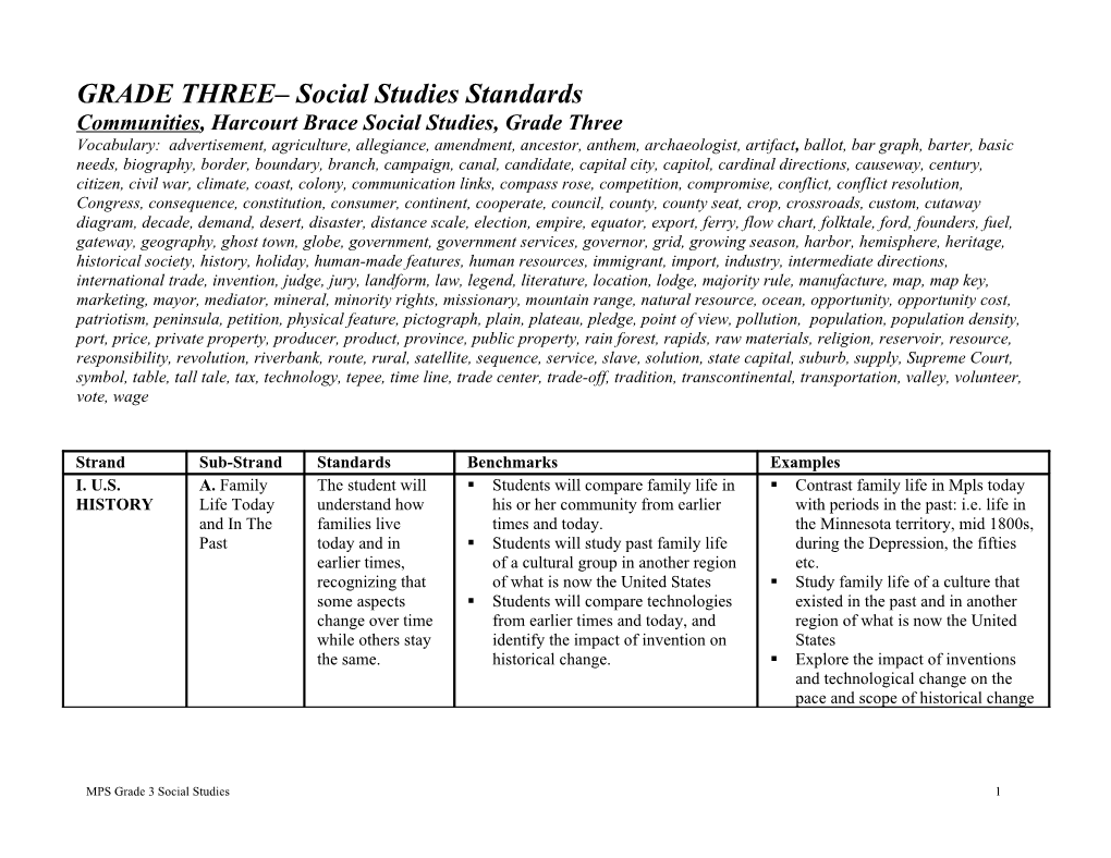 GRADE THREE Social Studies Standards