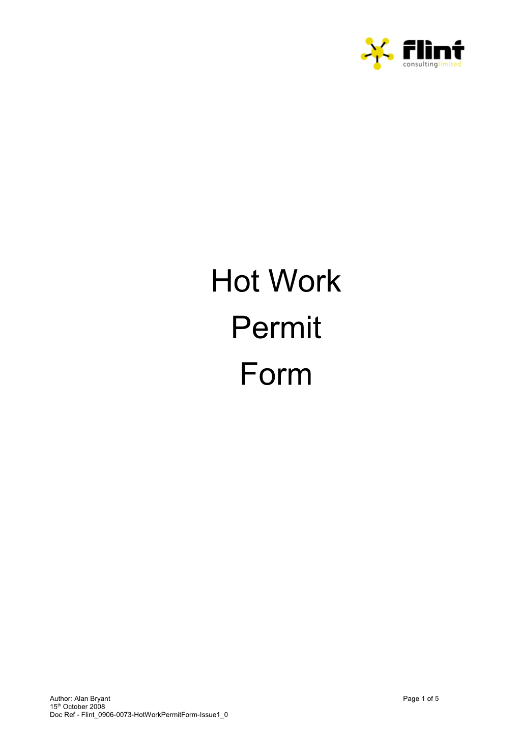 Flint Hot Work Permit Form