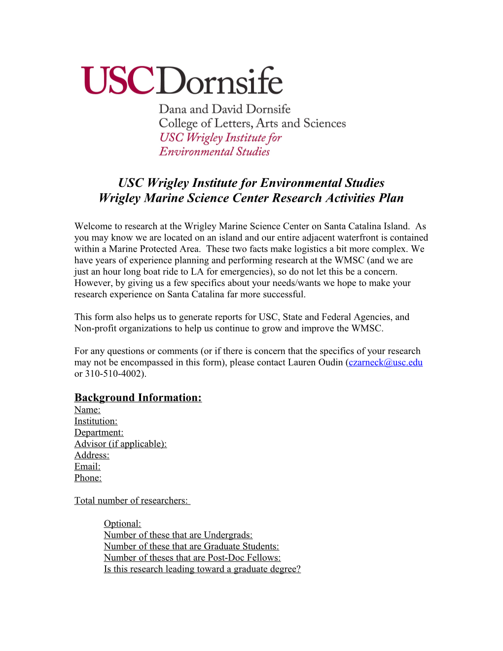 USC Wrigley Institute for Environmental Studies