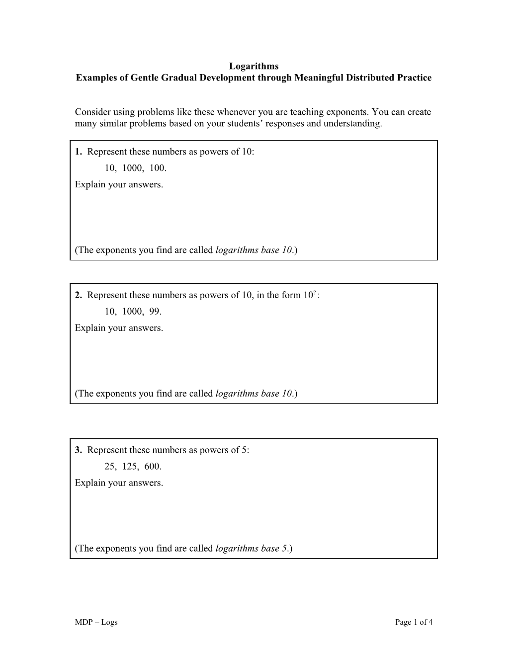 Preview Development of Logs Using Mdps