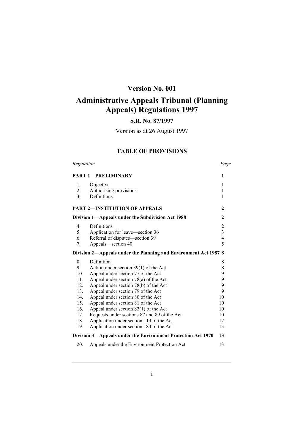 Administrative Appeals Tribunal (Planning Appeals) Regulations 1997
