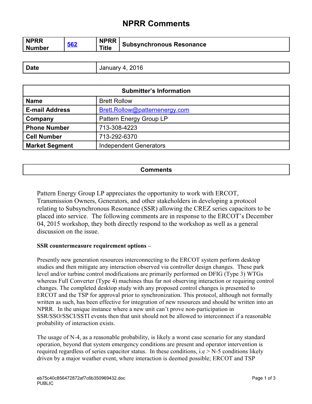 SSR Countermeasure Requirement Options