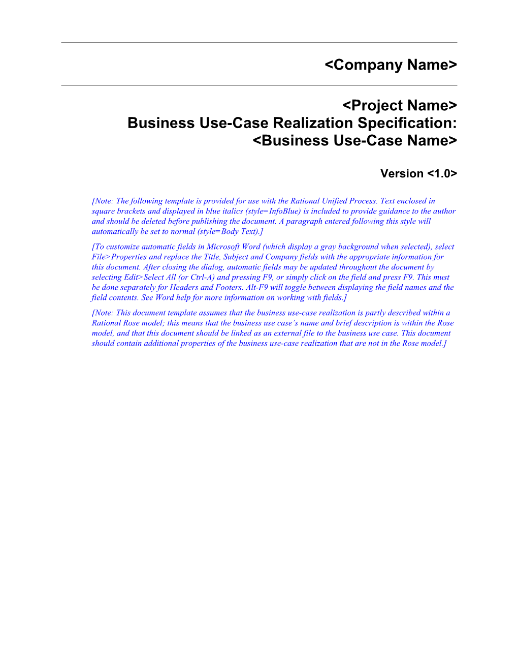 Business Use-Case Realization Specification: Business Use-Case Name