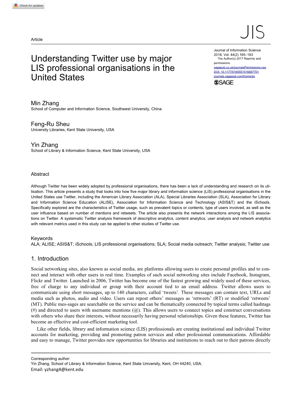 Understanding Twitter Use by Major LIS Professional Organisations in the United States