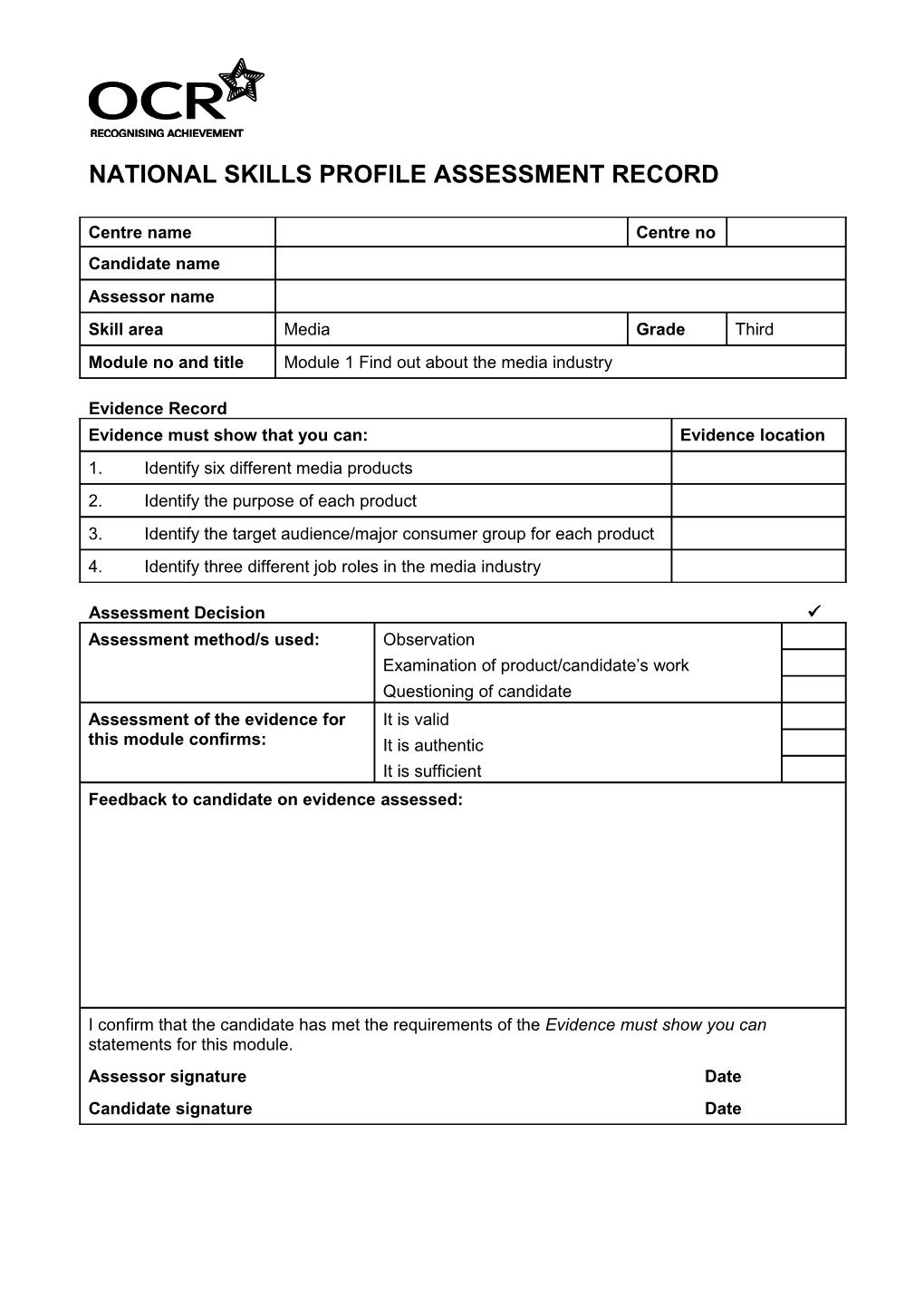 National Skills Profile Communication