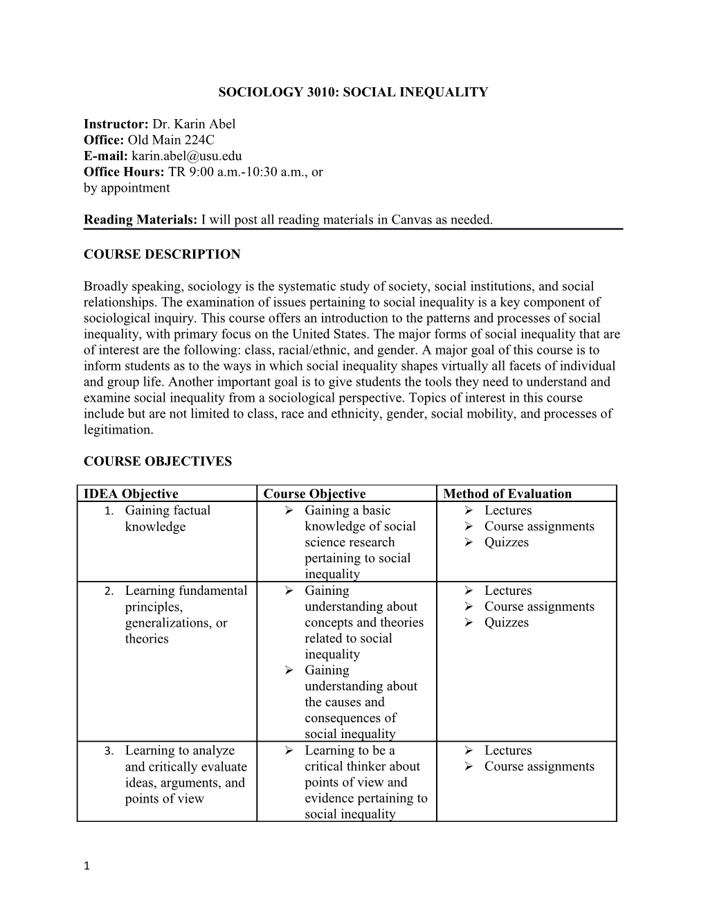 Sociology 3010: Social Inequality