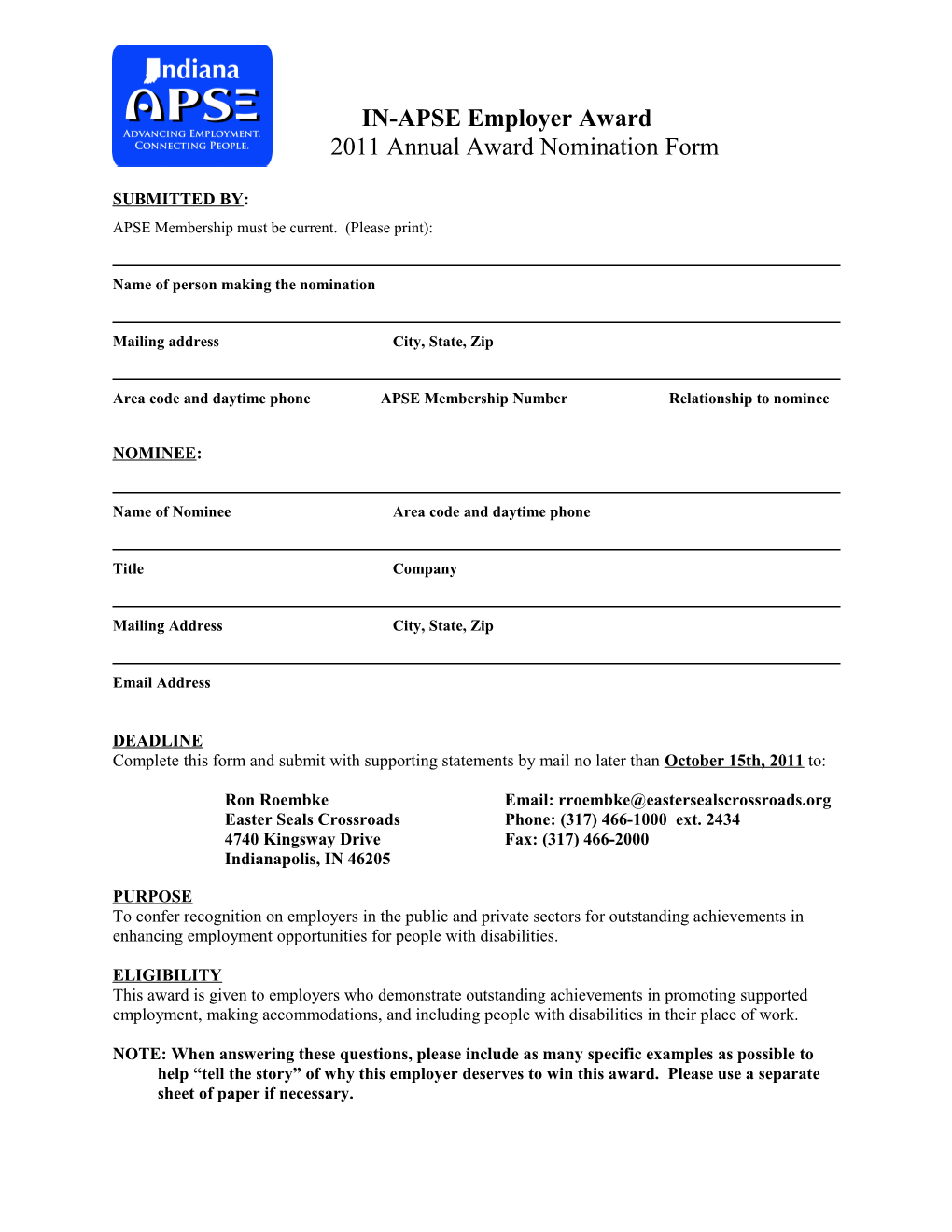 IN-APSE Employer Award