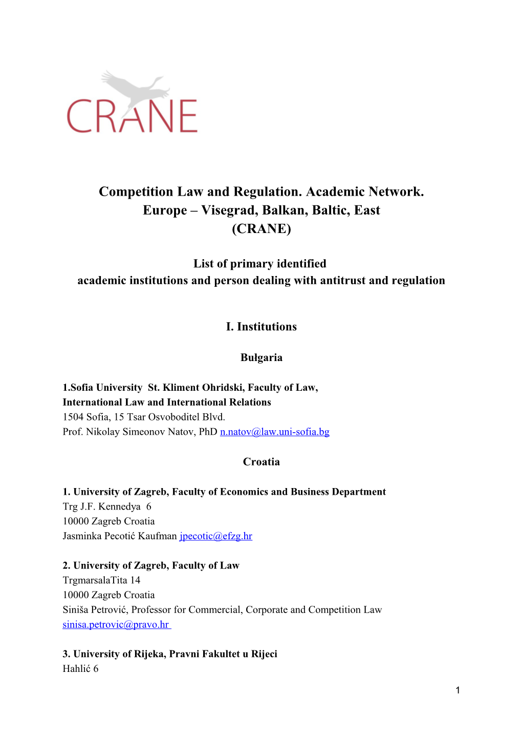 Competition Law and Regulation. Academic Network