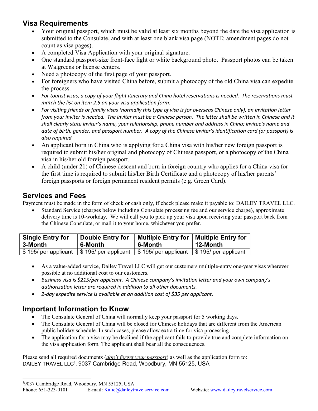 Visa Requirements