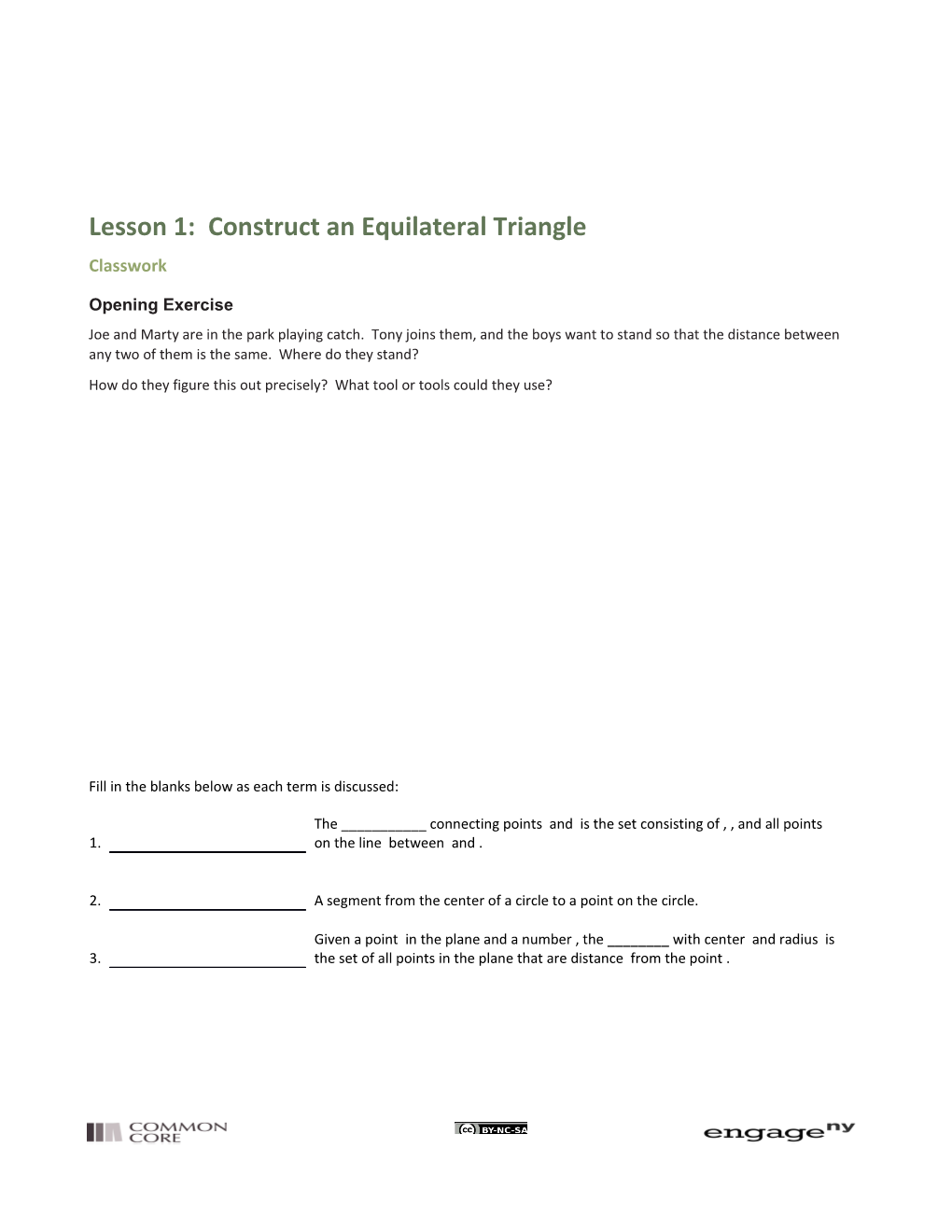 Lesson 1: Construct an Equilateral Triangle