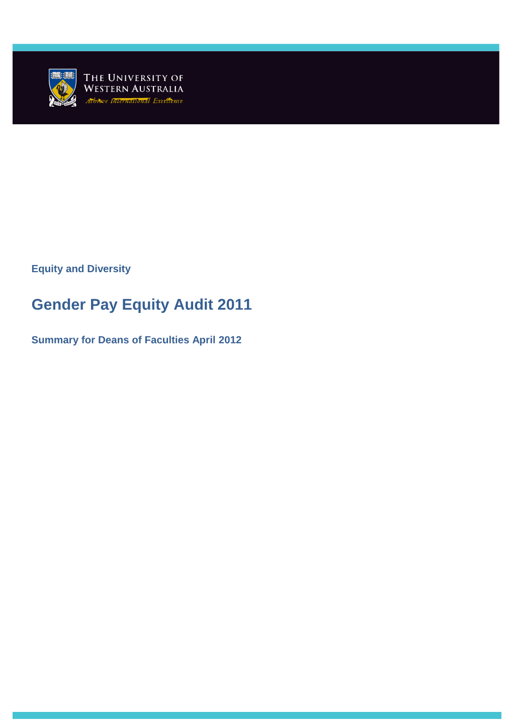 Gender Pay Equity Audit 2011
