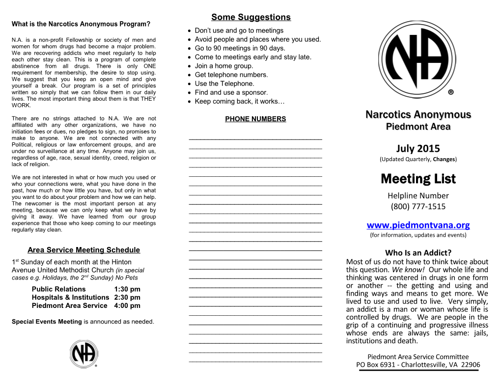 What Is the Narcotics Anonymous Program