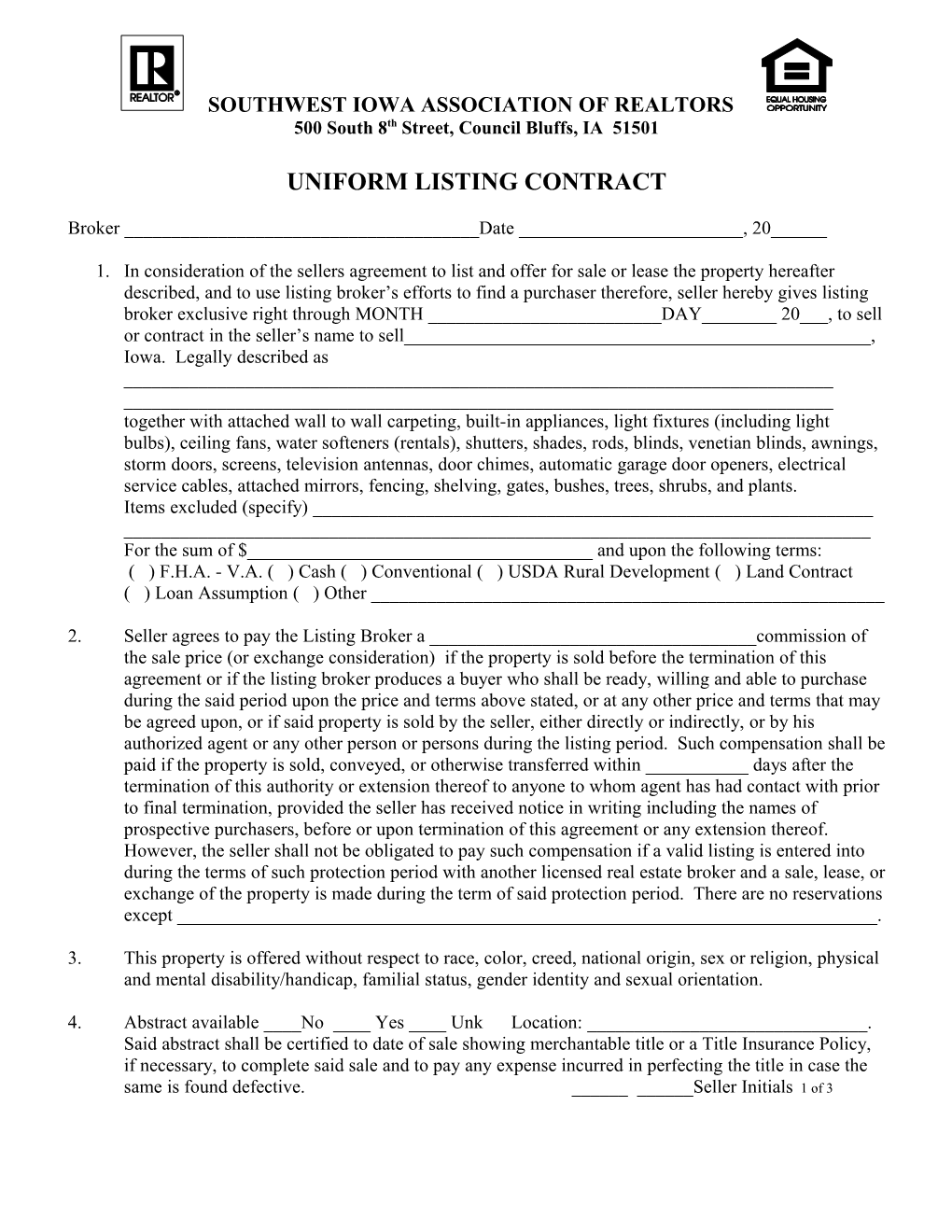 Uniform Listing Contract