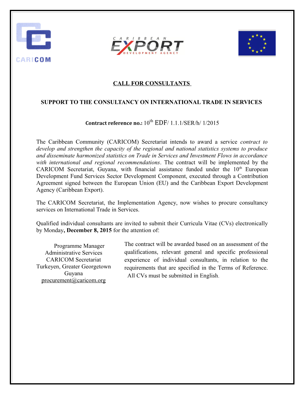 Support to the Consultancy on International Trade in Services