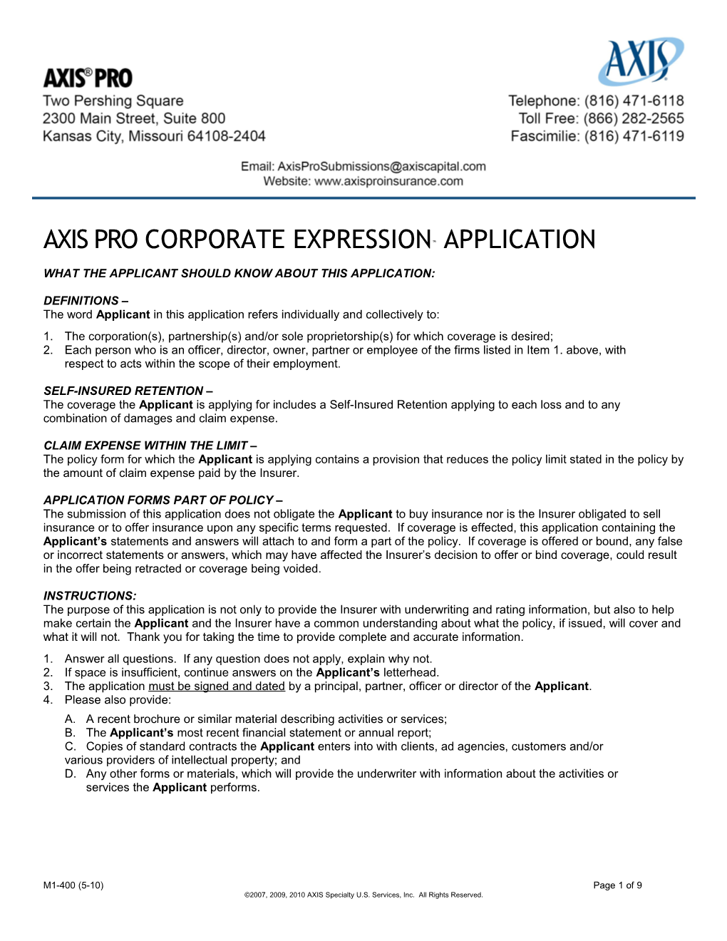 Corporate Expression Liability Application