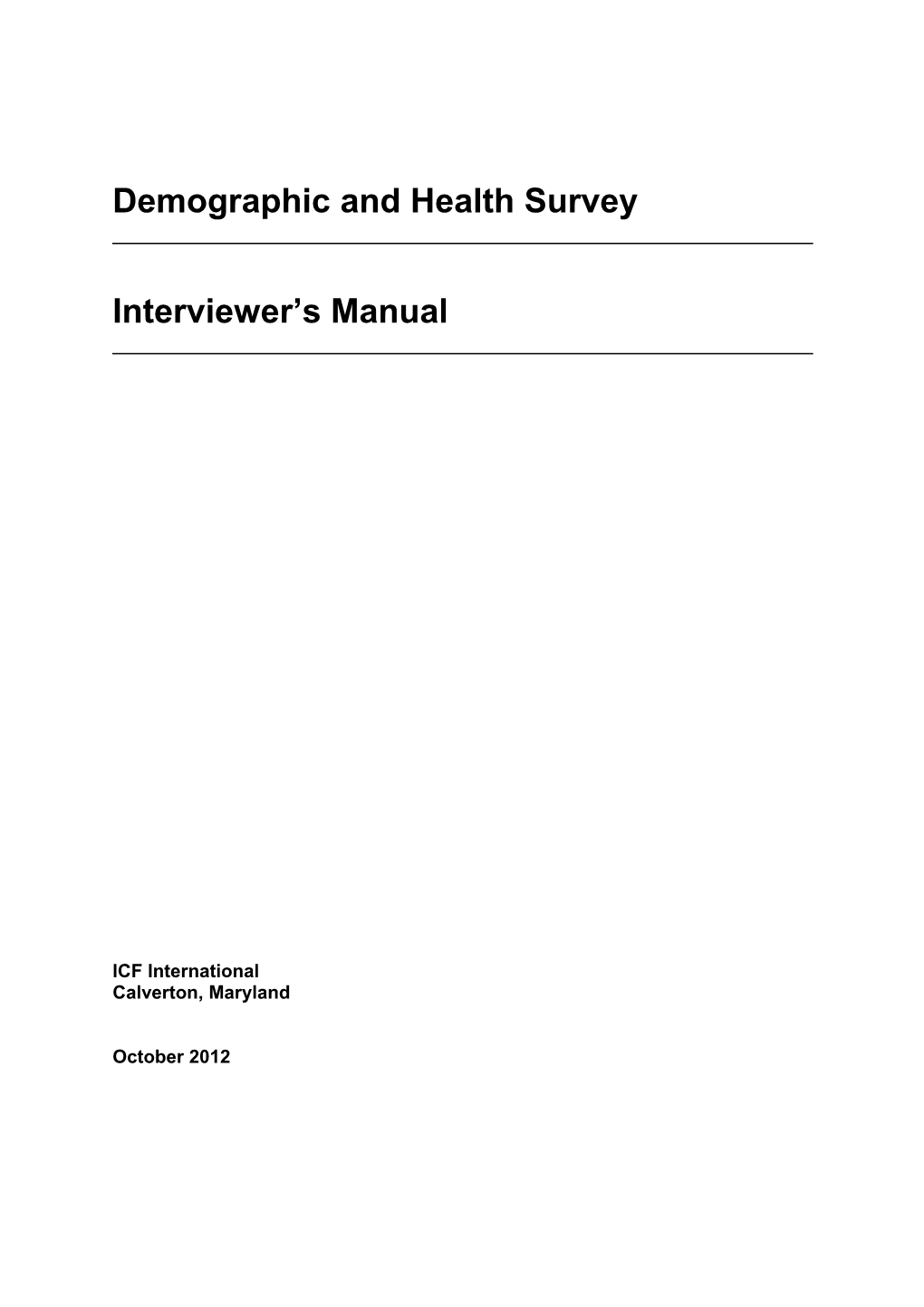 Demographic and Health Survey